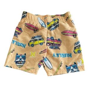 Hurley Boys Orange VW Bus Swim Trunks, size 4 with Surfboard Accents NWOT